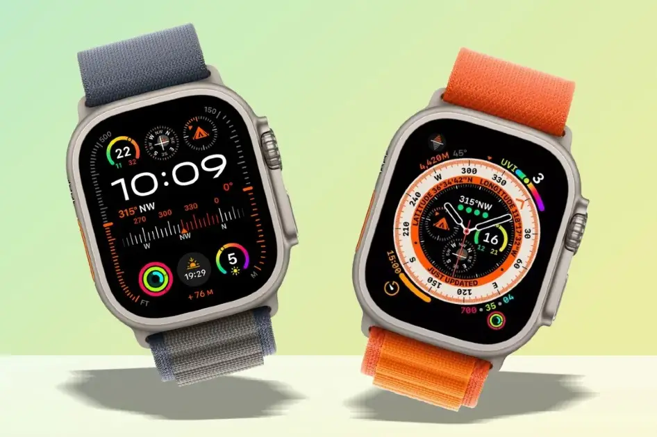 Close-up of Apple Watch Ultra displaying customer reviews on screen