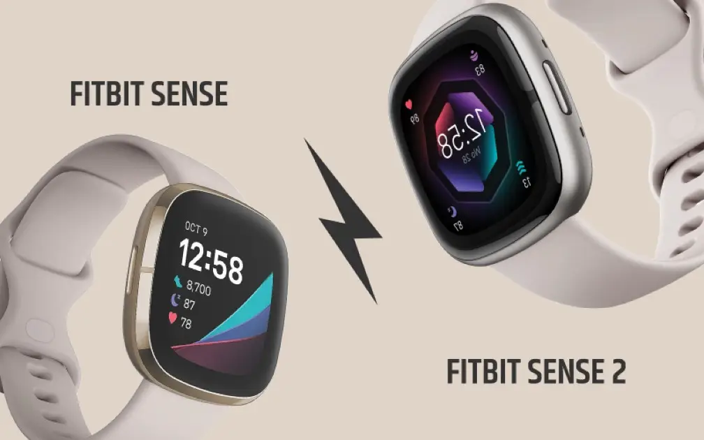 Close-up of the Fitbit Sense 2 smartwatch showcasing its sleek, modern design and premium build quality.