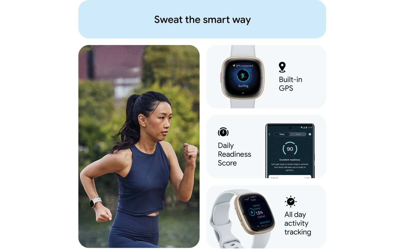 Fitbit Sense 2 tracking workout progress during run
