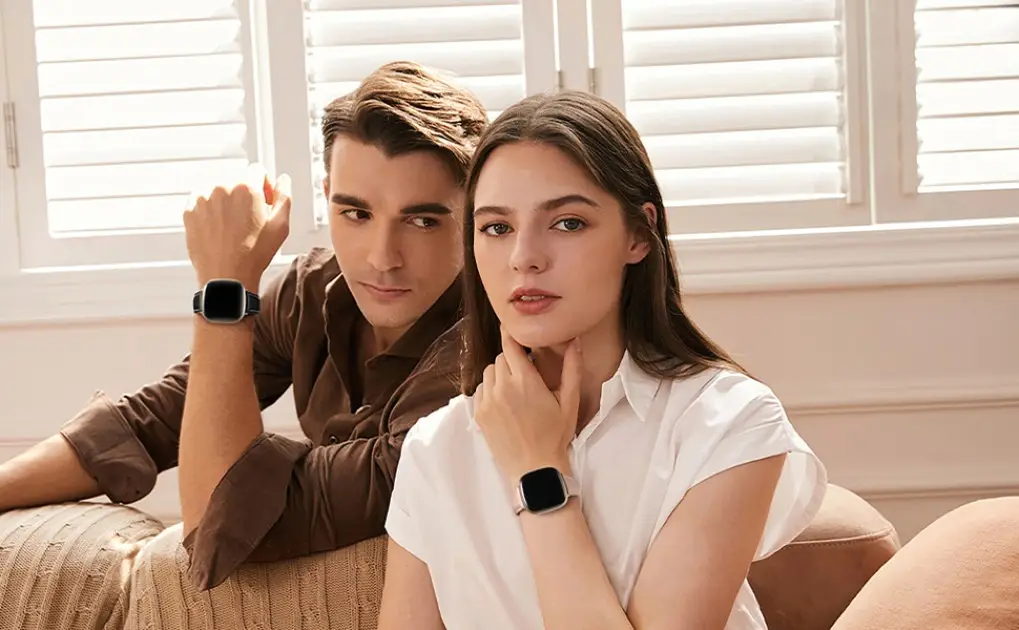 Fitbit Sense 2 paired with casual outfit on user’s wrist