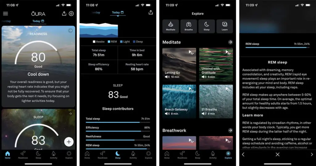 Close-up of Oura Ring Gen 3 and smartphone displaying the Oura app interface, highlighting sleep, readiness, and activity scores.