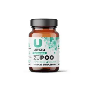 Bottle of gut support supplements