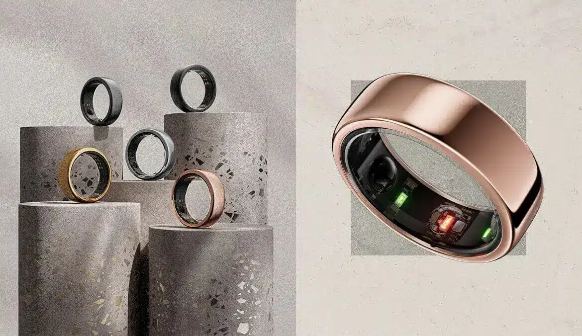 Sleek Oura Ring Gen 3 resting on stone surface