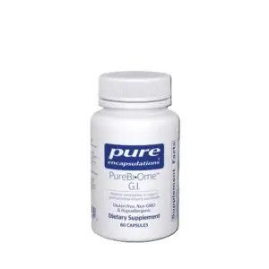 A close up of purebione supplement, symbolizing gut health and natural balance