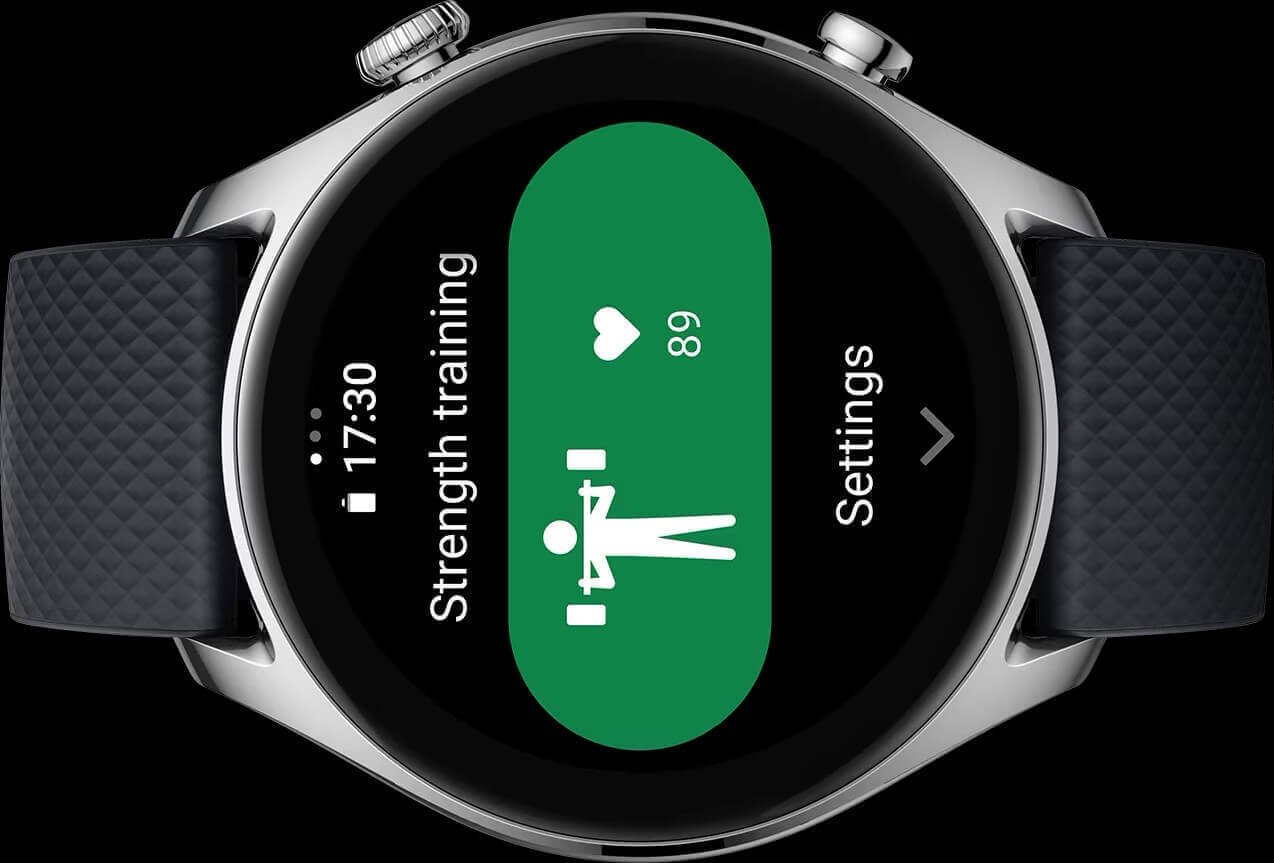 Sleek Amazfit smartwatch displaying fitness stats on AMOLED screen