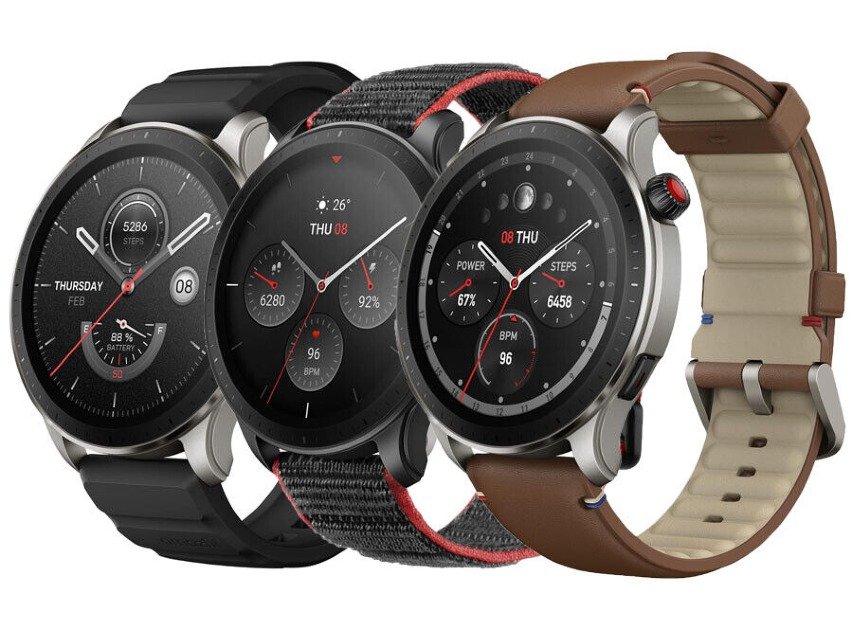 Smartwatch showing Amazfit design with list of pros and cons.