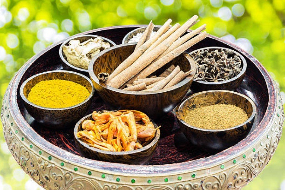Ayurvedic herbs and supplements promoting dosha balance and natural healing