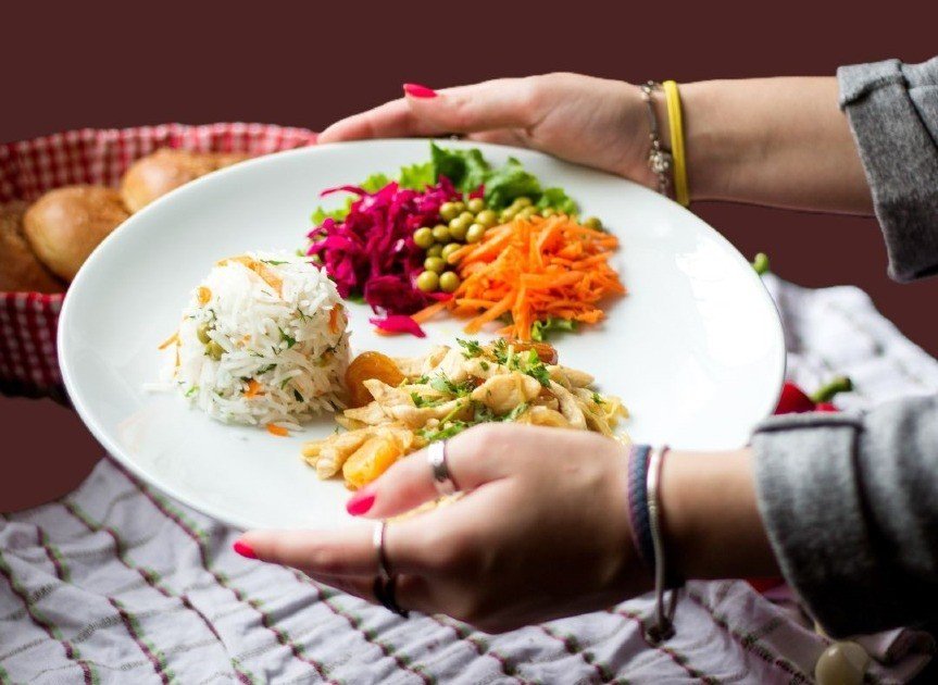 Colorful Ayurvedic meal symbolizing mindful eating and holistic wellness