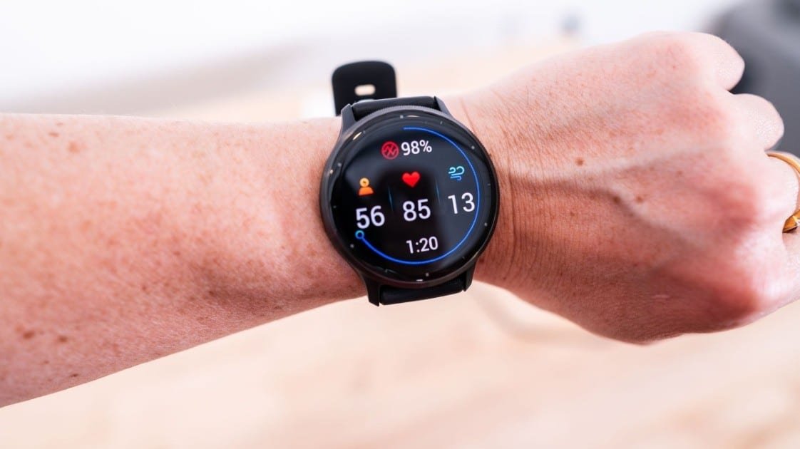 Garmin Venu 3 on wrist with sleep and heart rate tracker