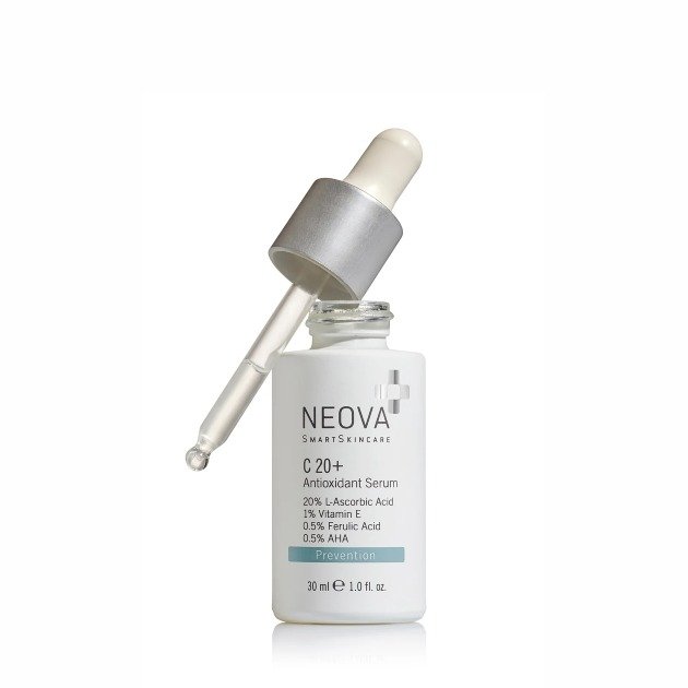 Close-up of NEOVA DNA skincare formula with key active ingredients highlighted