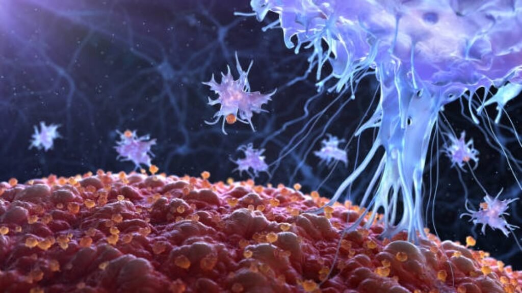 llustration of weakened immune cells under a dark, restless sky, symbolizing how poor sleep damages health.