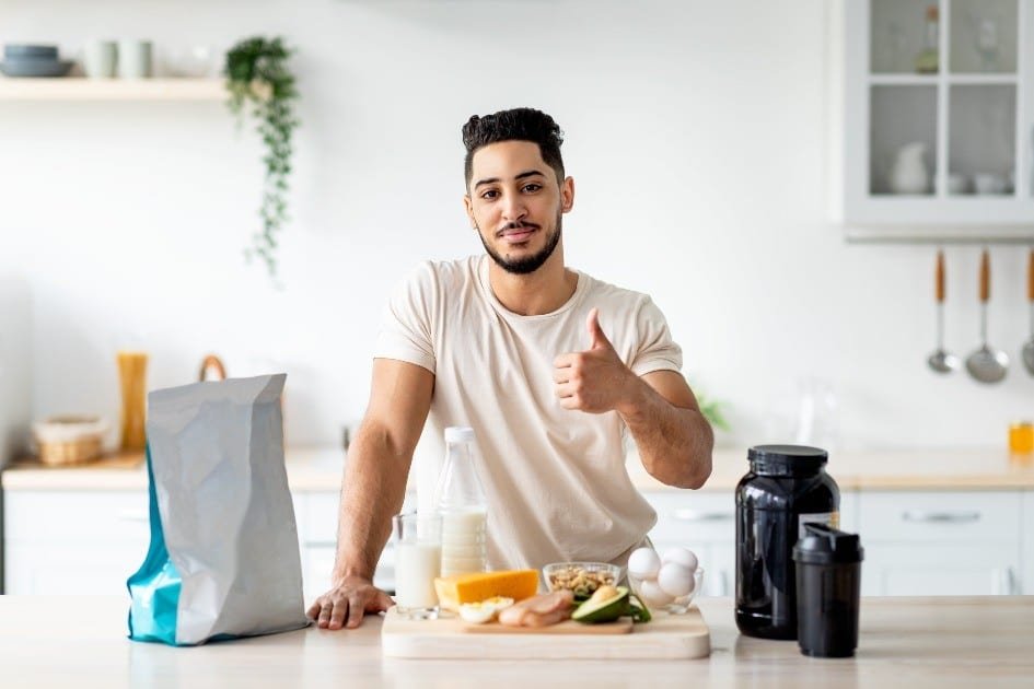 Happy, healthy vegan customers sharing positive experiences with plant-based protein.
