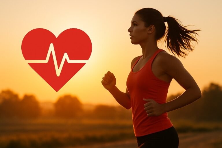 Woman jogging outdoors at sunrise for heart health and fitness