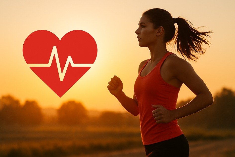 Woman jogging outdoors at sunrise for heart health and fitness