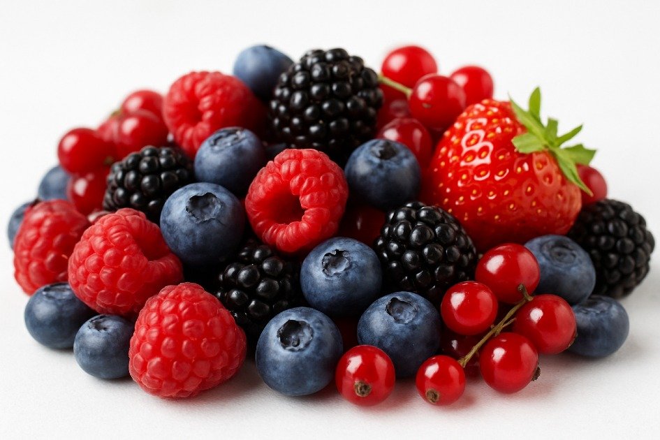 Assorted colorful berries rich in antioxidants for health and wellness
