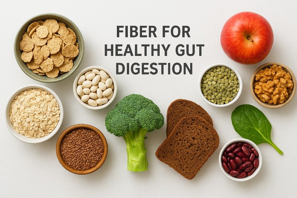 Fiber-rich foods supporting a healthy gut and digestion