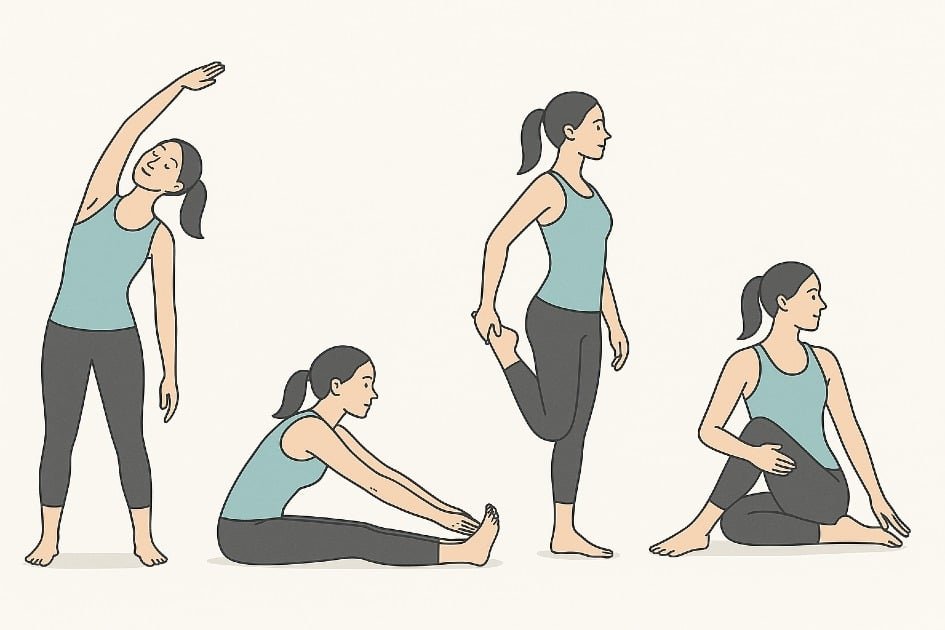 Stretching exercises to improve flexibility and maintain a youthful, pain-free body