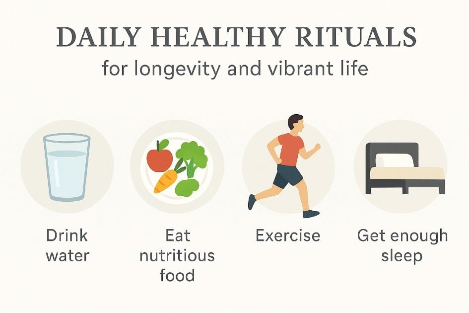 Daily healthy rituals practiced by highly effective people for longevity and vibrant life