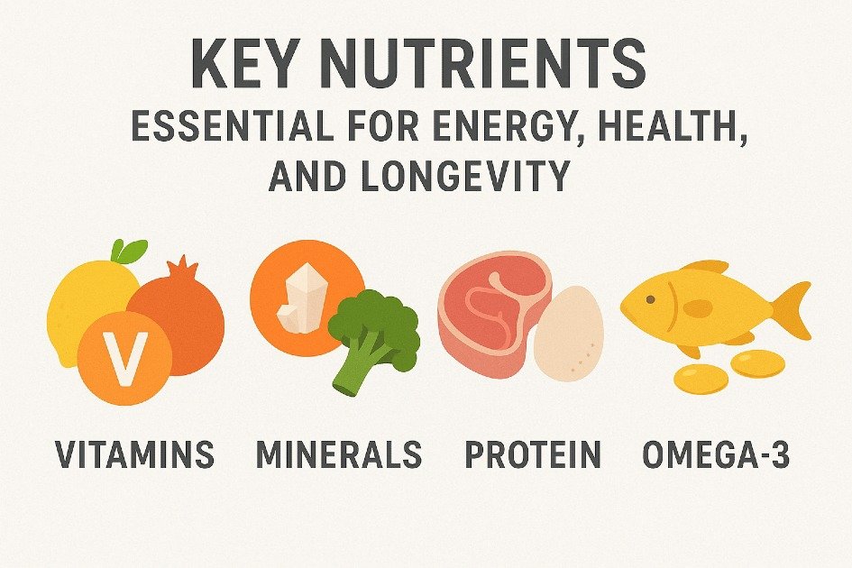 Essential key nutrients for energy, health, and longevity