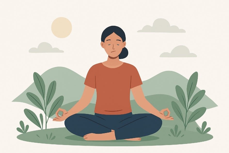 Person meditating outdoors, symbolizing mental clarity and emotional resilience.