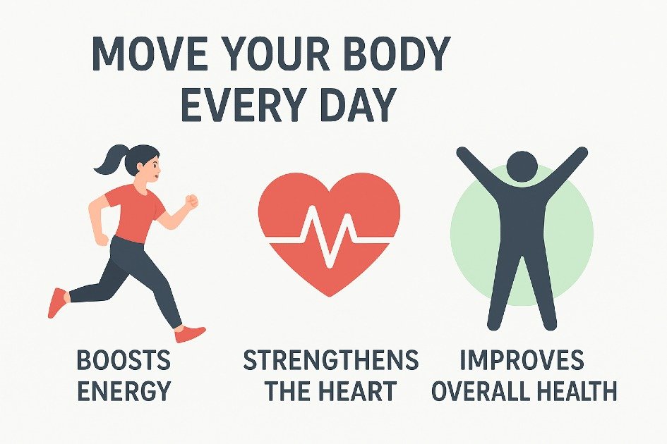 Daily movement boosts energy, strengthens the heart, and improves overall health.