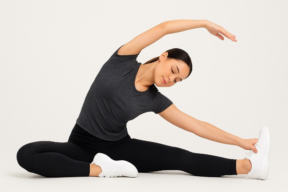 Woman performing dynamic stretches to improve strength and flexibility