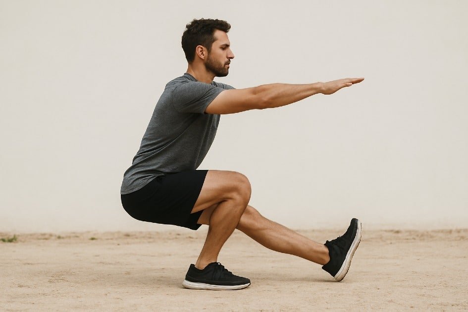 Person engaging in outdoor functional exercise for strength, flexibility, and longevity