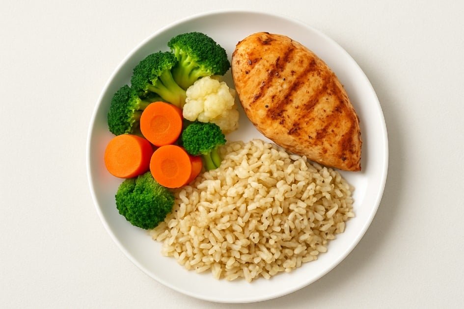 Healthy portion control meal with balanced nutrition on a plate