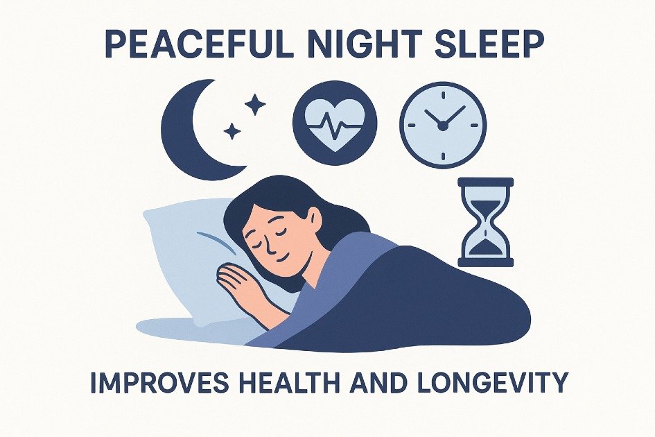 Peaceful night sleep improving health and longevity
