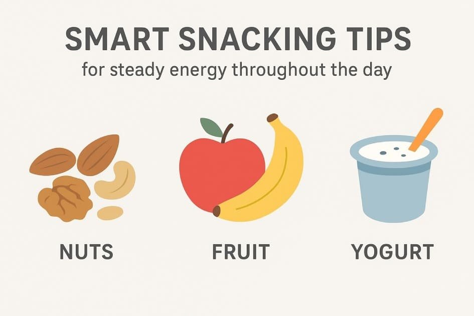 Smart snacking tips for steady energy throughout the day.