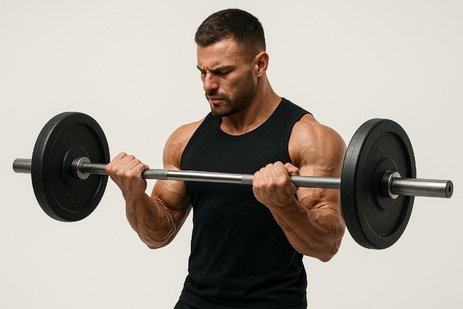 Muscular person lifting weights, illustrating strength training for fat loss and muscle growth