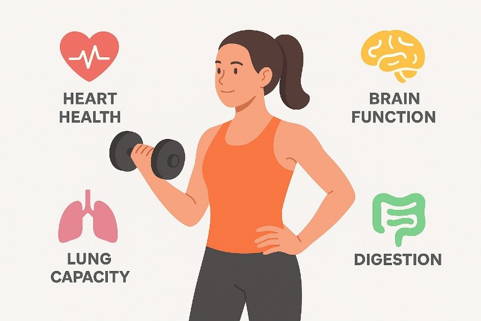 Person performing strength training for total health benefits beyond muscle building