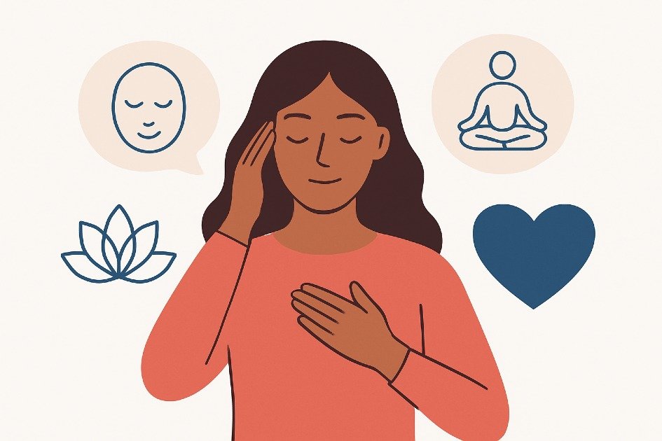Person practicing stress relief techniques for mental well-being