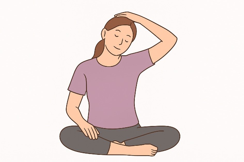 Person practicing tension-relieving movement for relaxation