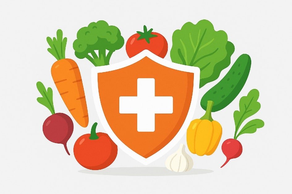 Fresh colorful vegetables boosting immunity and protecting health