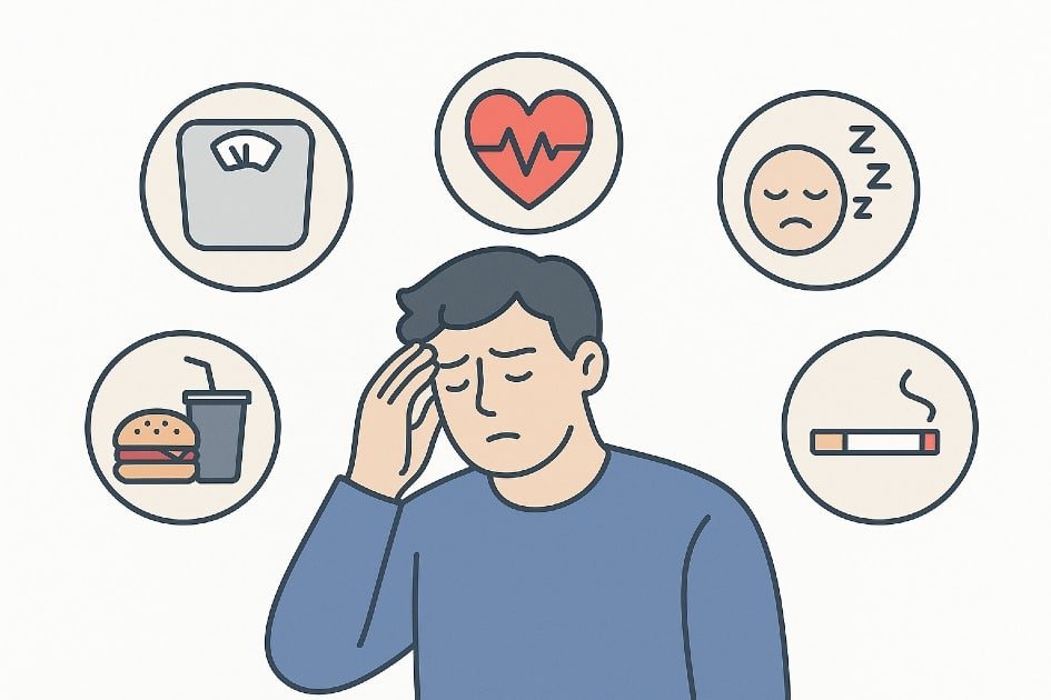 Person overlooking subtle warning signs of health and lifestyle stress