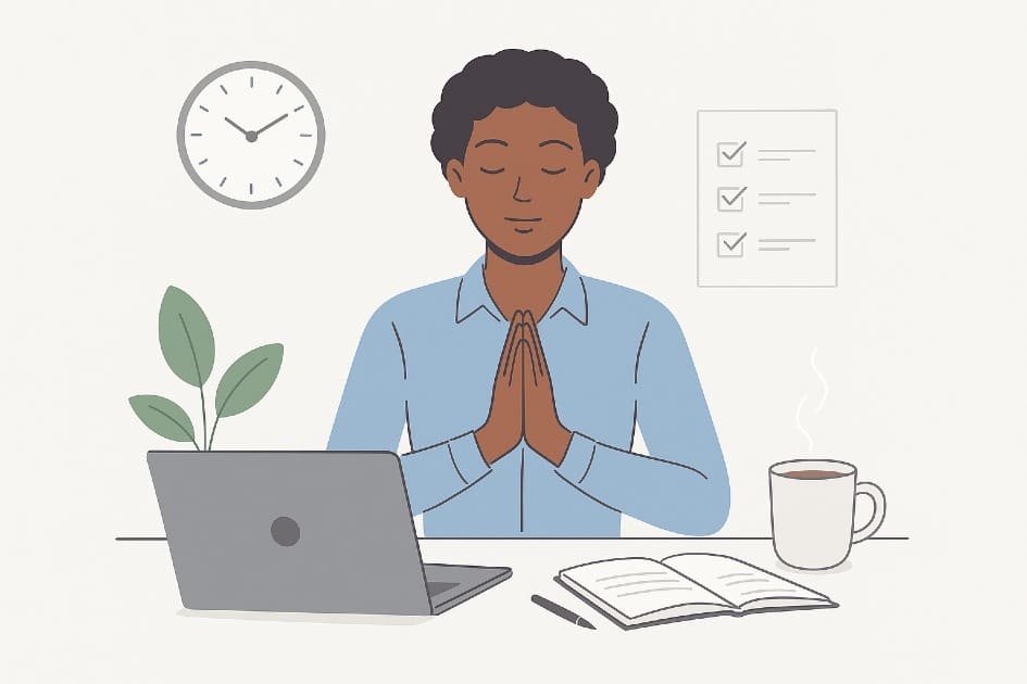 Focused professional practicing daily work rituals to boost productivity and reduce stress.