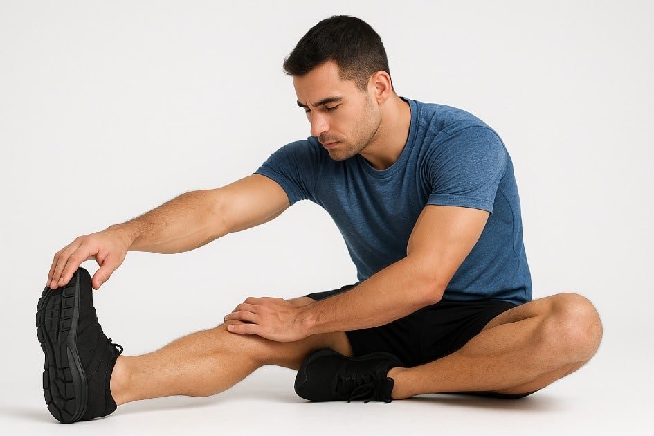 Athlete performing light stretching post-workout to boost recovery and prevent injury