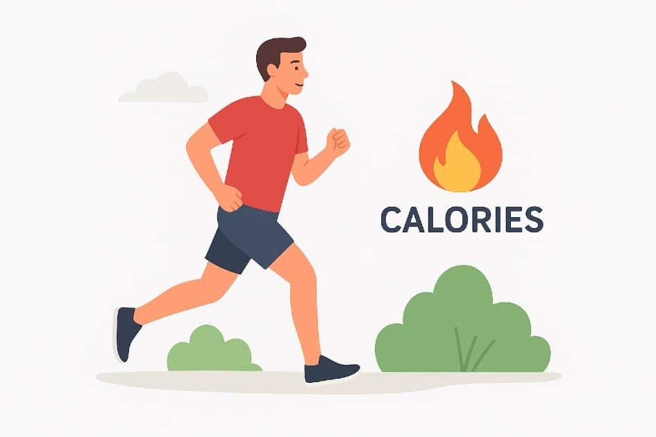 Person running outdoors burning calories for weight management