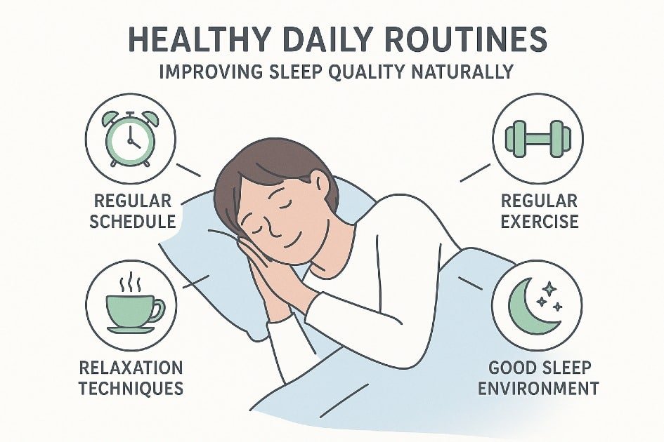 Healthy daily routines improving sleep quality naturally