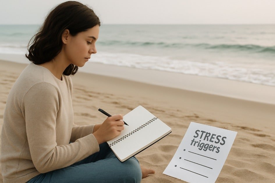 Person analyzing stress triggers for better mental health