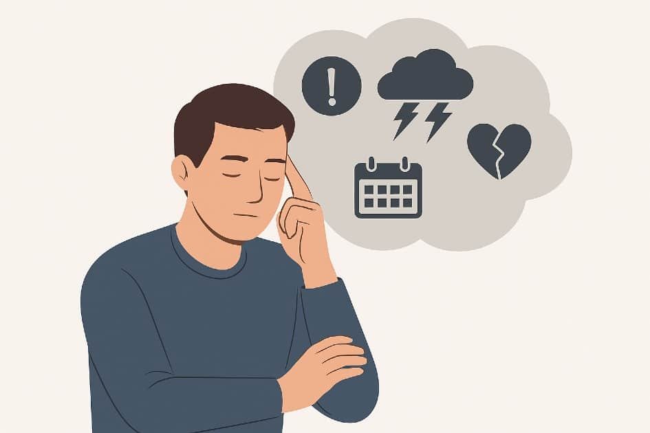 Person reflecting calmly to identify and manage personal stress triggers