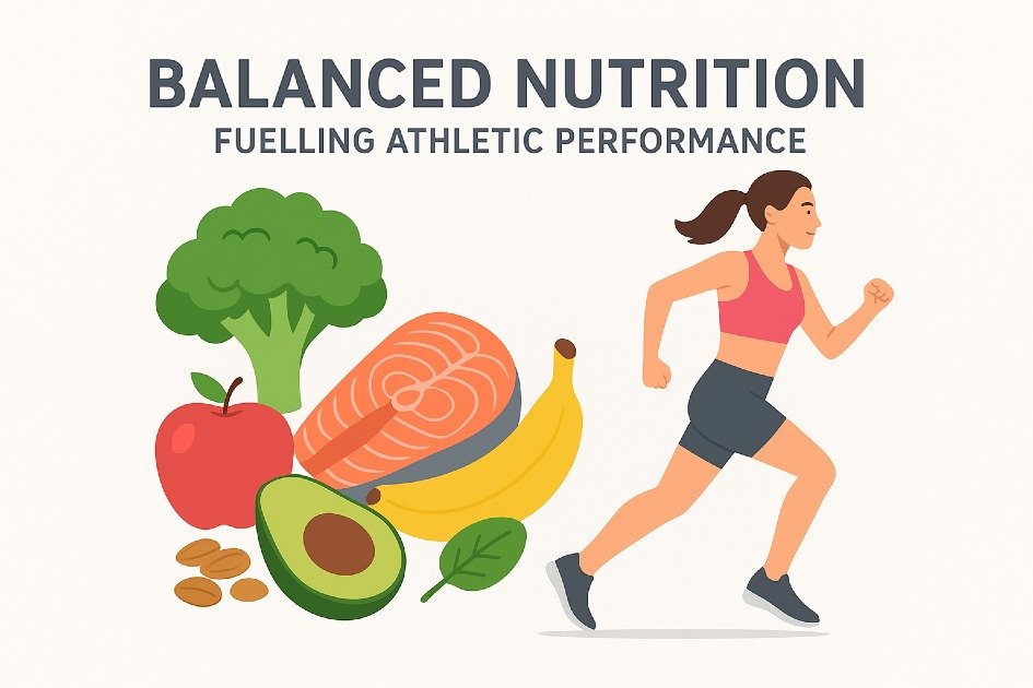 Balanced nutrition fueling athletic performance with healthy foods and active lifestyl