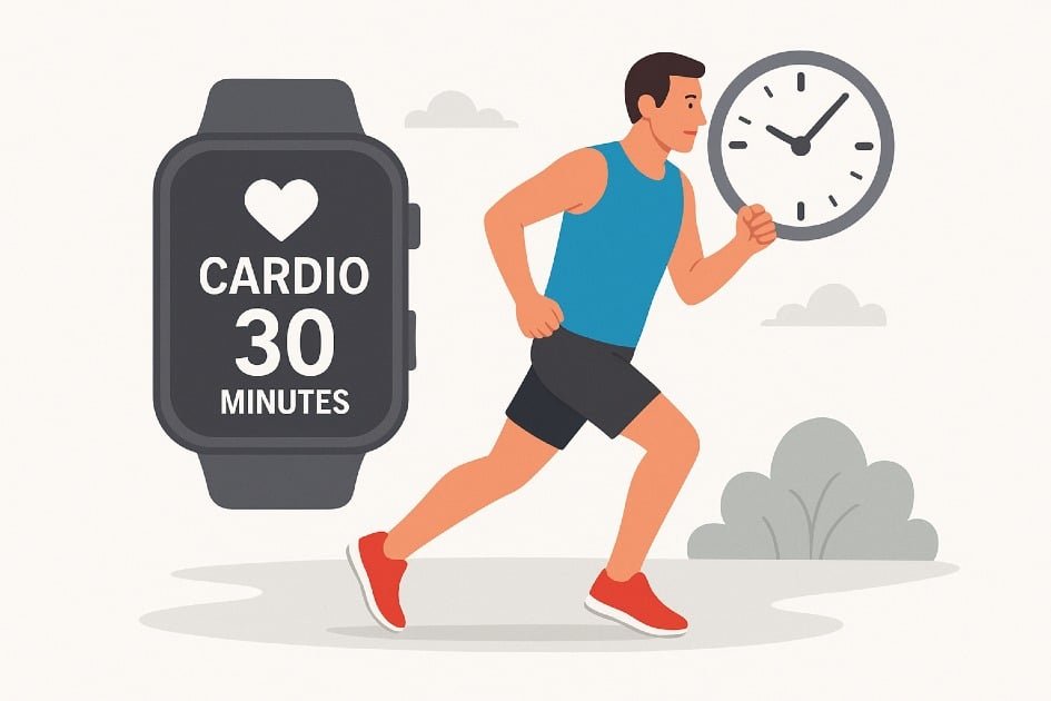 Man running outdoors tracking cardio for optimal fitness results