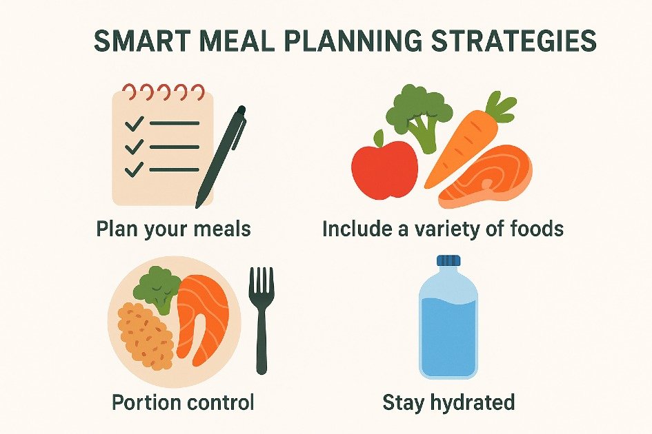 Smart meal planning strategies for healthy eating and balanced nutrition.