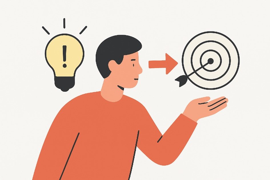 Person transforming insights into purposeful action, symbolizing growth and productivity.