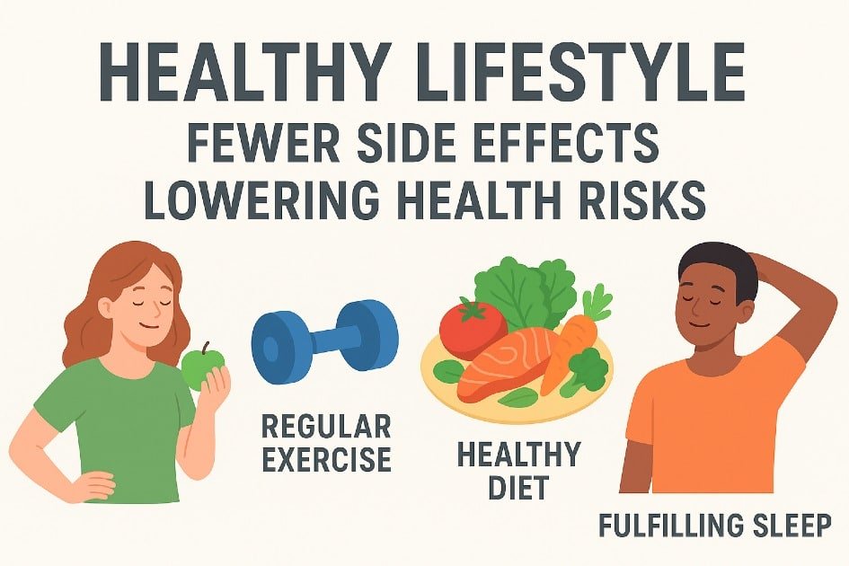 Healthy lifestyle choices reducing side effects and lowering health risks