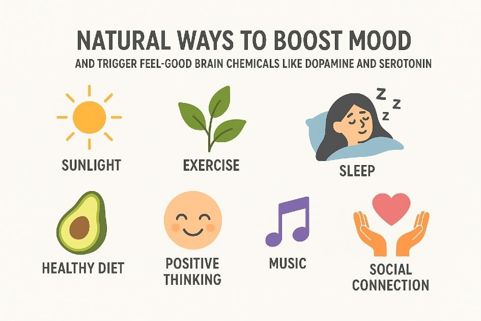 Natural ways to boost mood and trigger feel-good brain chemicals like dopamine and serotonin