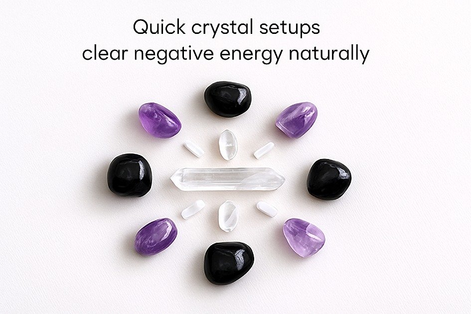 Quick crystal arrangement clearing negative energy naturally