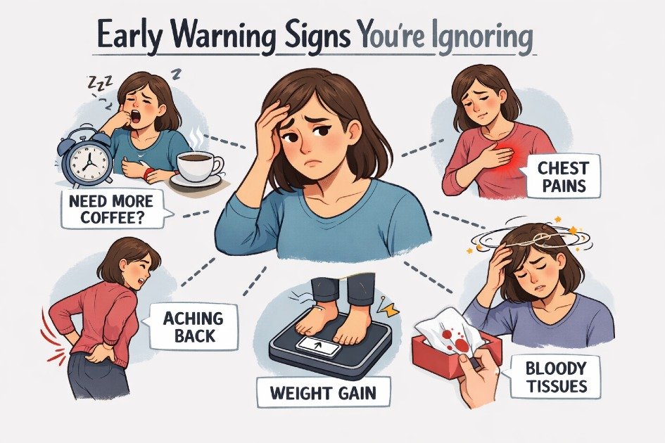 Person noticing subtle health warning signs in daily life